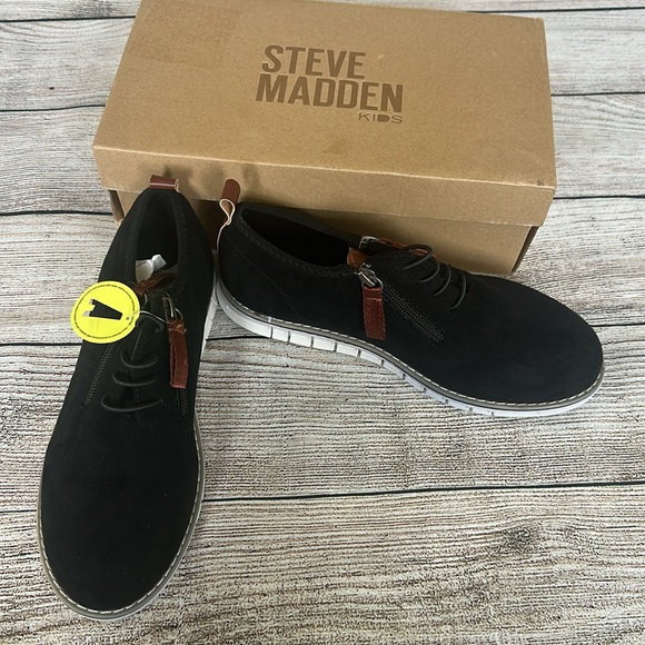 NWT Steve Madden Boy's Mark Sneakers Boys‎ New Black Dress Shoes Size Youth 5 - Picture 4 of 9